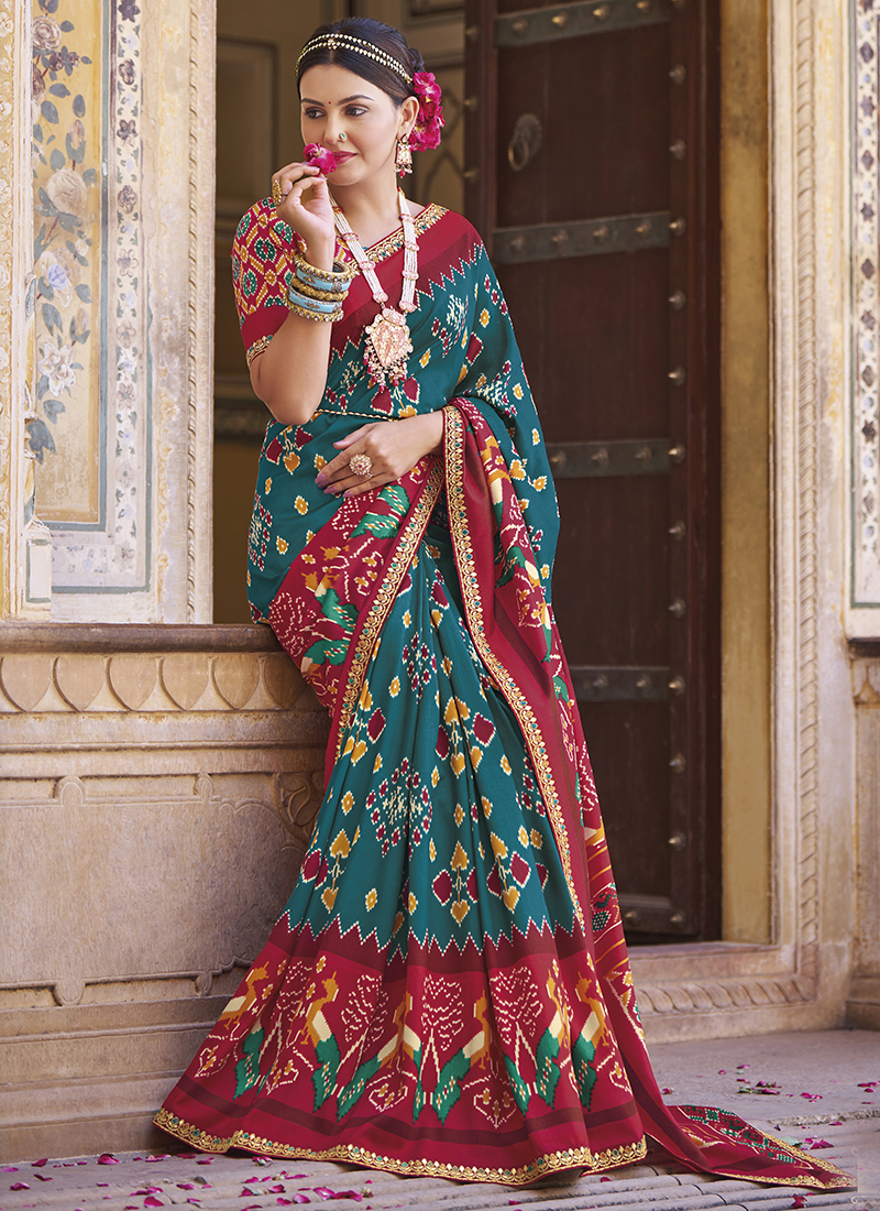 Festive, Party Wear Red and Maroon color Net fabric Saree : 1730586