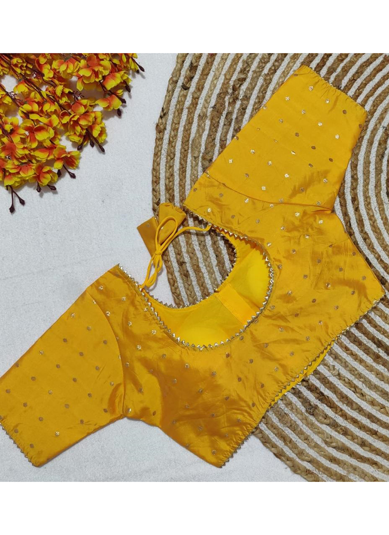 aari work yellow blouse