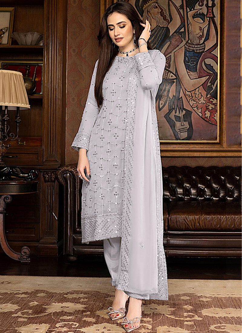 light grey pakistani dress Grey Wedding Dresses