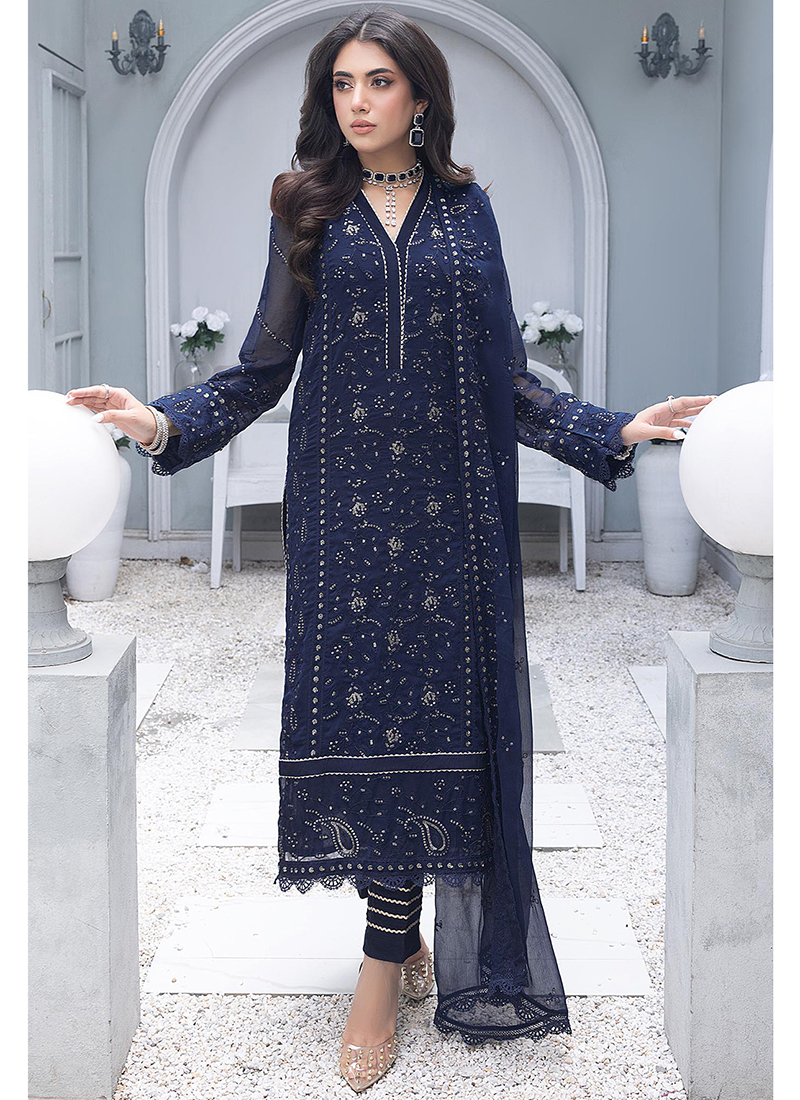 navy blue pakistani dresses Royal Princess Blue Couture Dress Coat
