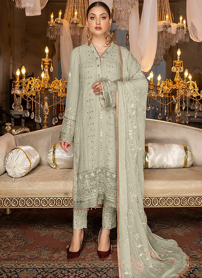 Buy Viscose Green Pakistani Style Suit - Embroidered Designer Suit –  Empress Clothing