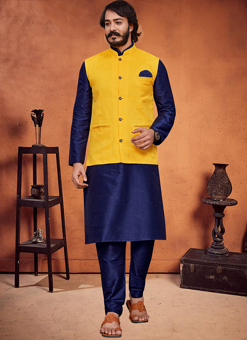 HAMSAFAR Men's Yellow Jute Look Nehru Jacket – Hamsafar Emporium