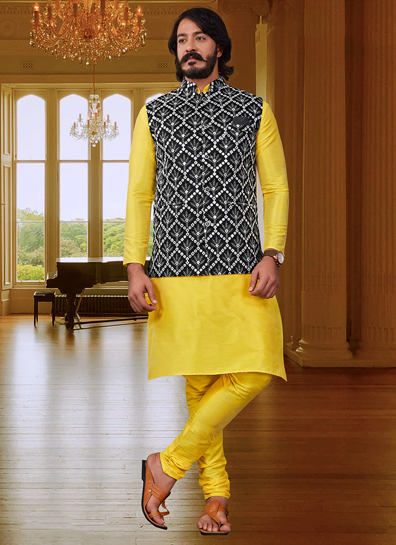 Latest Yellow Kurta Pajama Set for Men Fancy Nehru Jacket Sets Indian  Traditional, Wedding Party Wear, Haldi Ceremony Wear Readymade Kurtas - Etsy