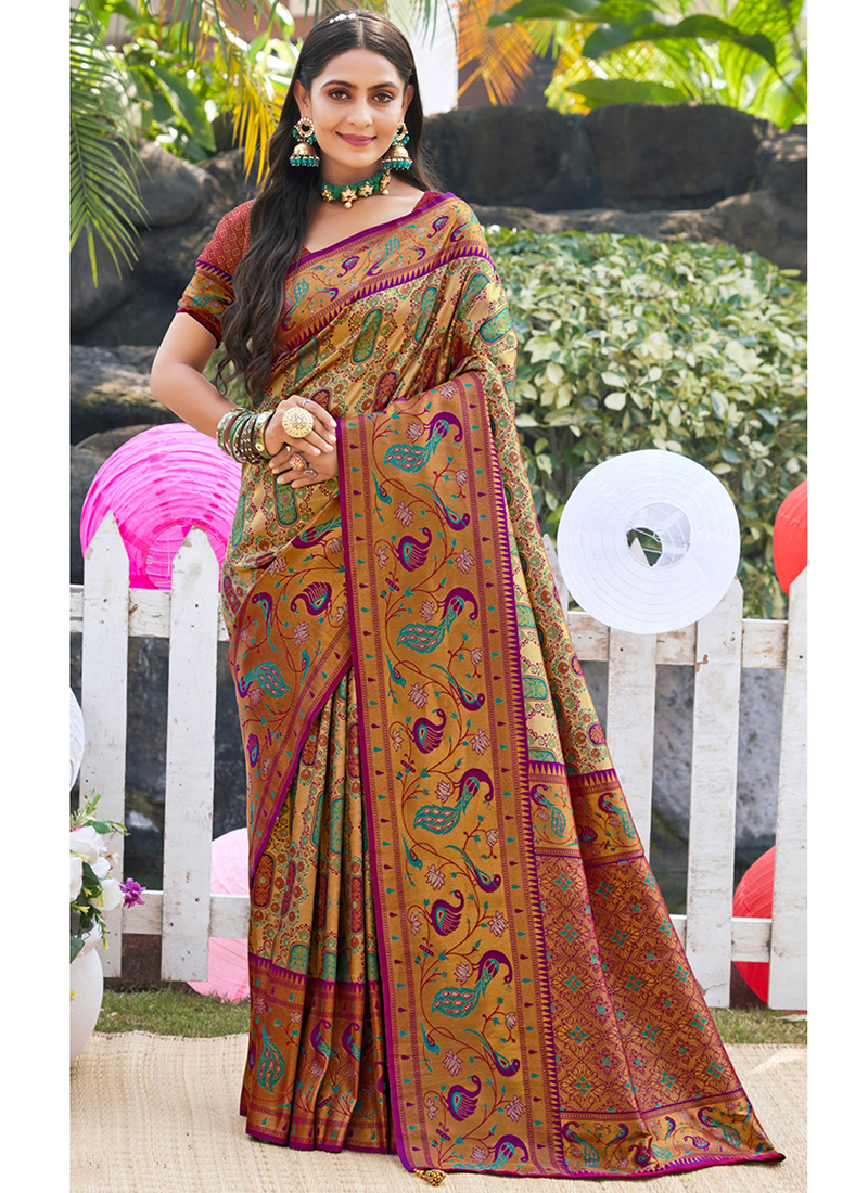 Digital Printed Cotton Saree in Purple