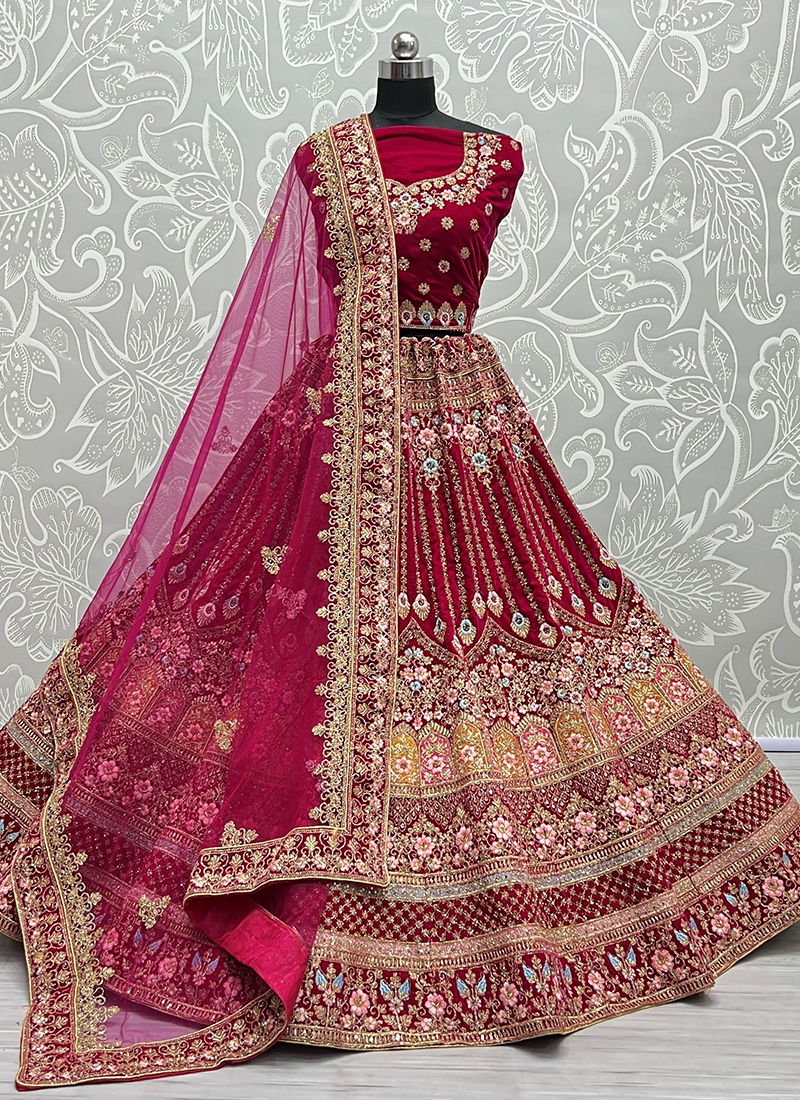 Red Maroon German Silk Heavy Embroidery Wedding Season Special Lehenga  Choli - Zakarto