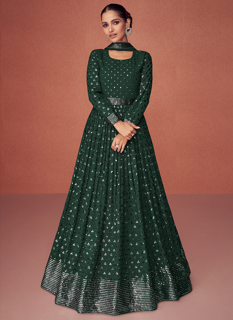 buy green dress Women's Dark Green Anarkali Kurta 3XL / Green main image 0
