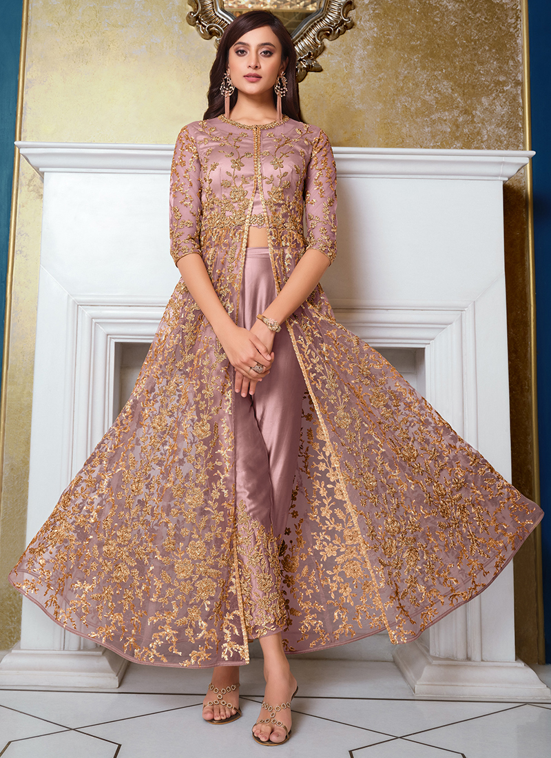 Wedding Wear Anarkali Suit With Georgette Fabric And Chain Stitch Work