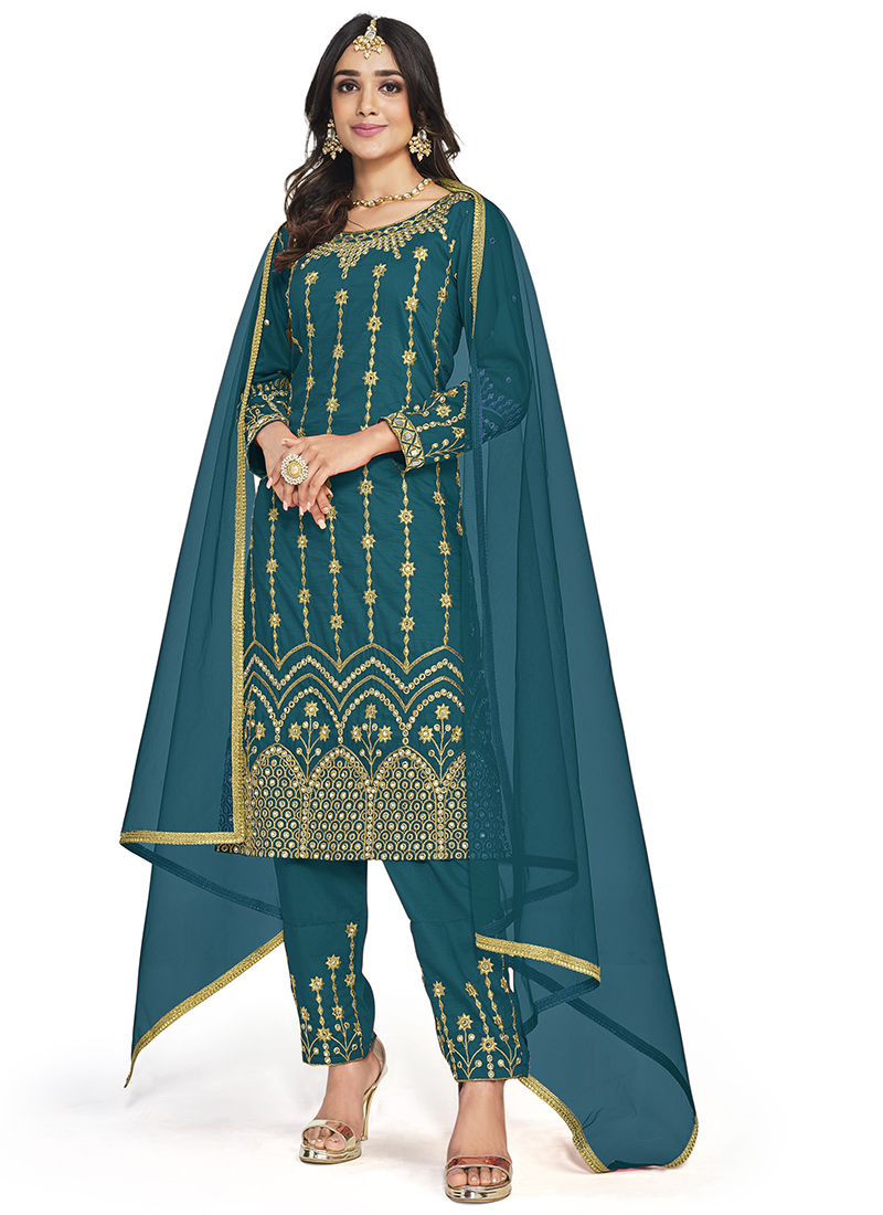 Eid Wear Morpeach Mirror Work Soft Silk Salwar Suit BEBO14 173D