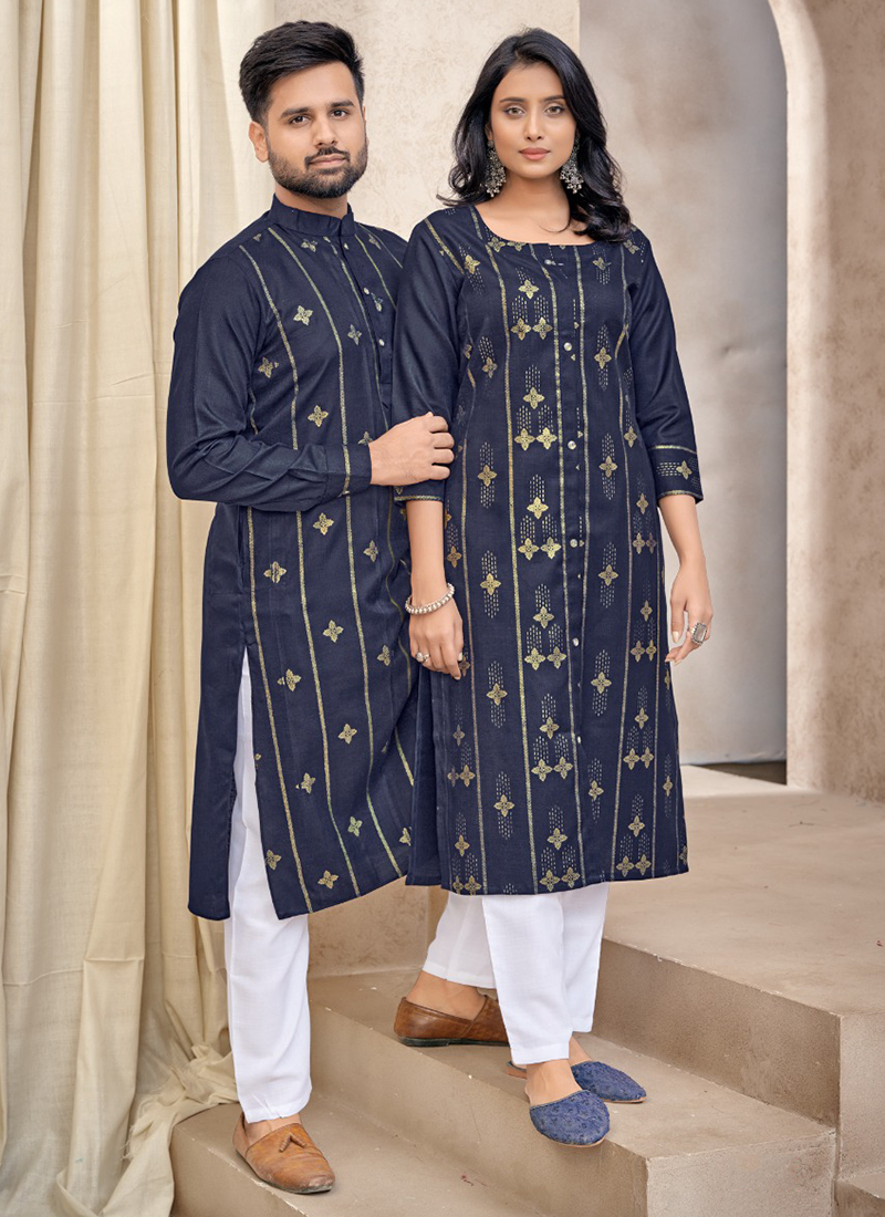 Buy Traditional Wear Mahendi Embroidery Work Pure Viscose Couple Kurta  Pajama Online From Surat Wholesale Shop.