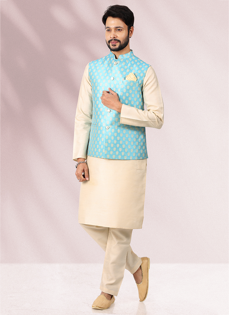 Men New Party Wear Silk Kurta Pajama Traditional Ethnic Attractive Nehru  Jackets | eBay