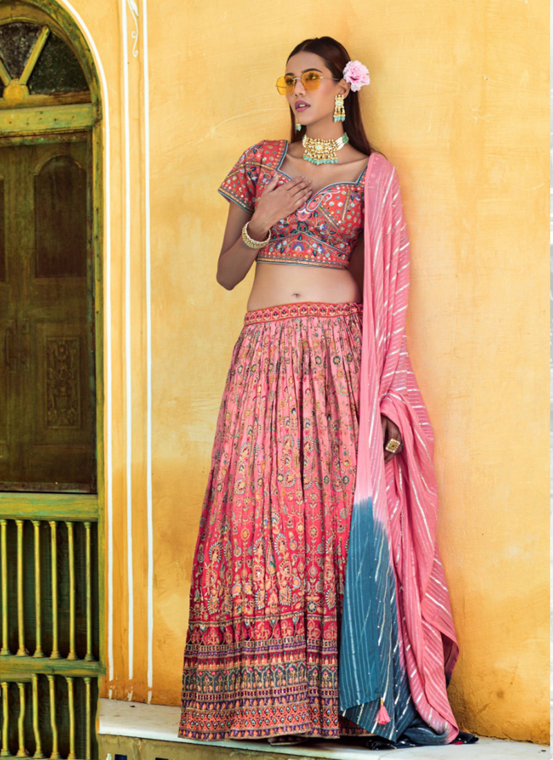 Buy Reception Wear Red Thread Work Net Lehenga Choli Online From Surat  Wholesale Shop.