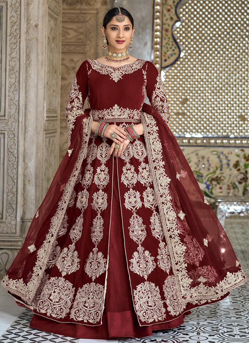 Santoon Zardosi Anarkali Dress Material in Grey | Bridal anarkali suits, Anarkali  dress, Bridesmaid dresses indian
