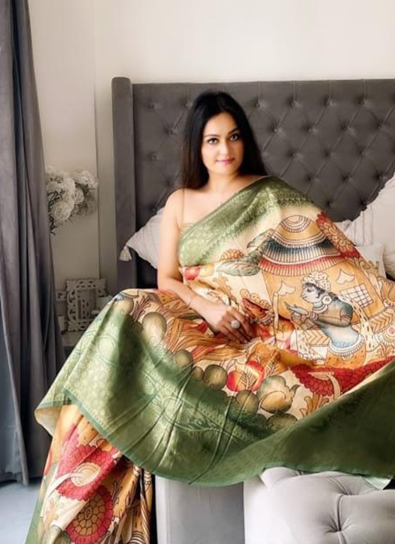 Buy Saroj Kanaklata Soft Silk print Saree