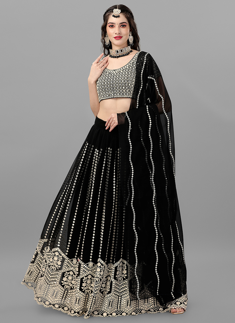 Buy Black Cotton Digital Print Wear Special Navratri Lehenga Choli Online