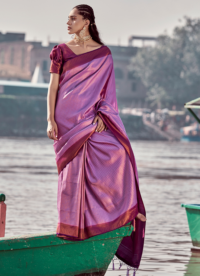 Buy Wedding Wear Beige Pink Weaving Work Soft Silk Saree Online From Surat  Wholesale Shop.