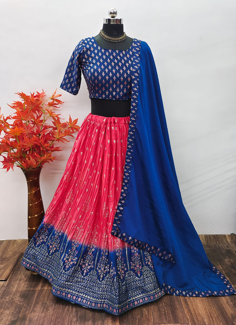 Green and Watermelon Red Lehenga - Find it at Kifaayat