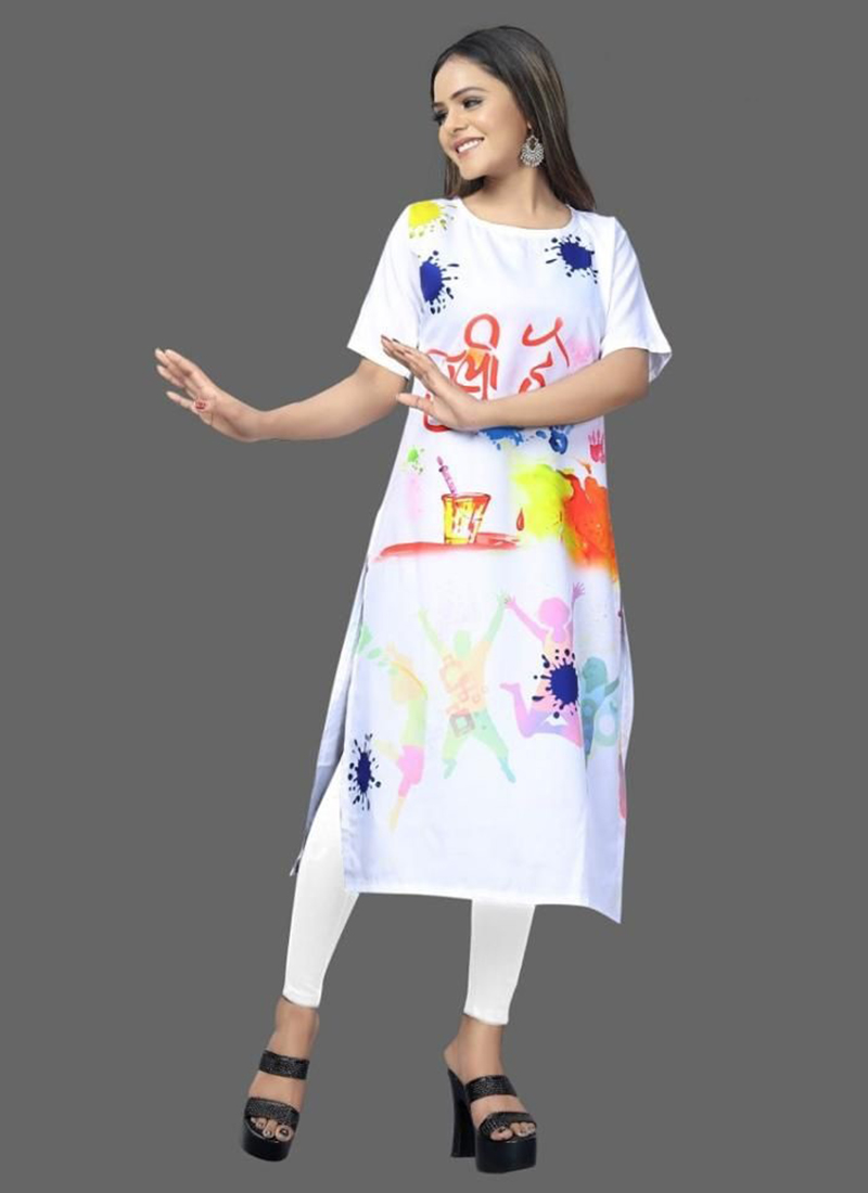 Holi Special Designer Printed Kurti