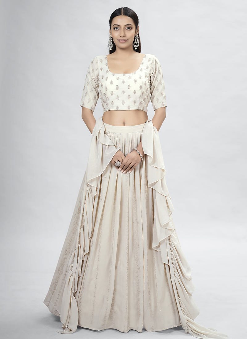 Buy Yellow Silk High Neck Collar Embellished Crop Top Lehenga Set For Women  by Rabani & Rakha Online at Aza Fashions.