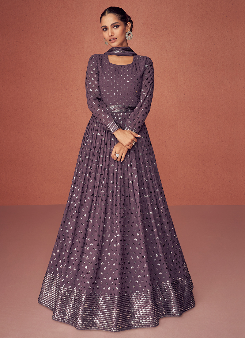 Blue Georgette Embroidered Anarkali Suit for Eid