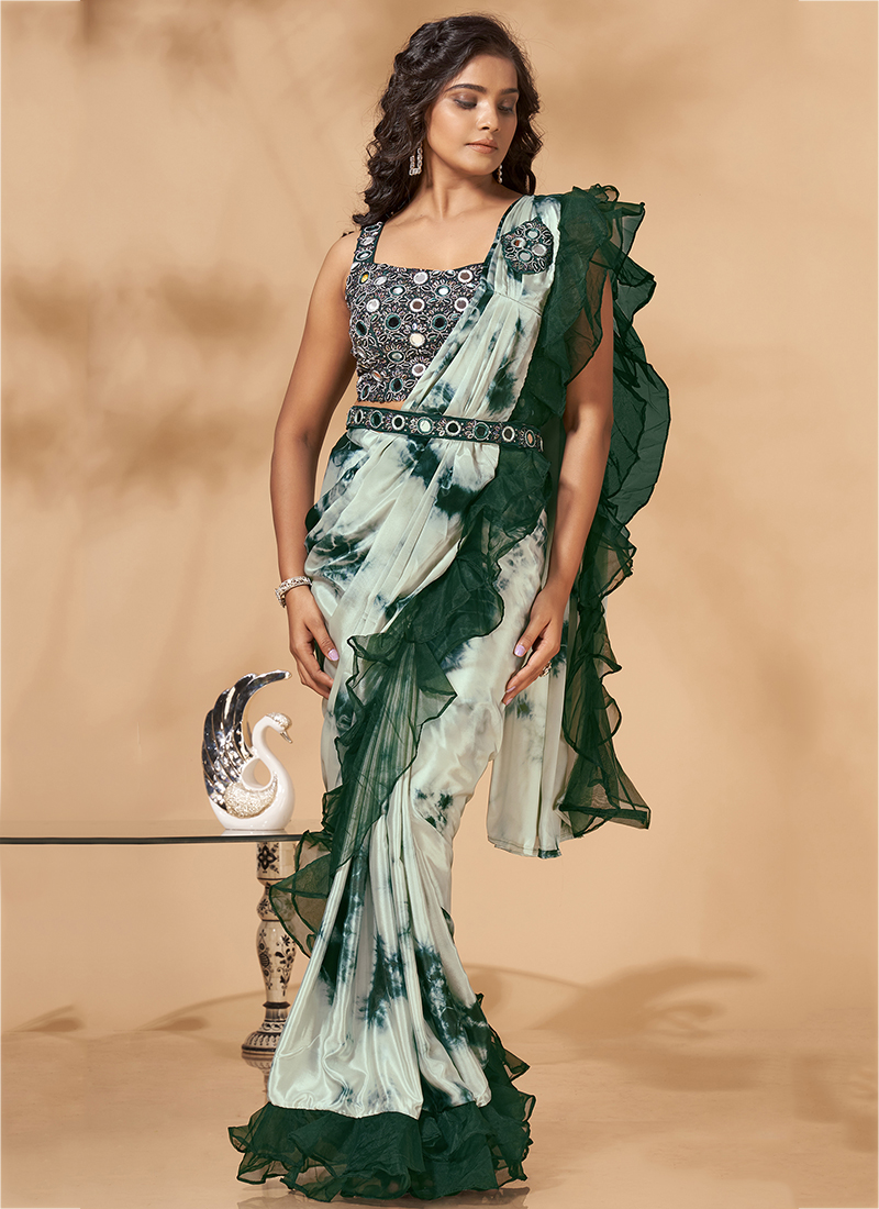 Buy Blue Lycra Party Wear New Hand Work Readymade Saree Online From  Wholesalez.