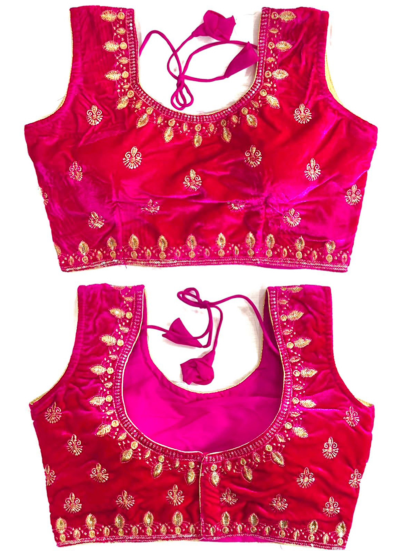 Buy Traditional Wear Rani Thread Work Velvet Blouse Online From ...