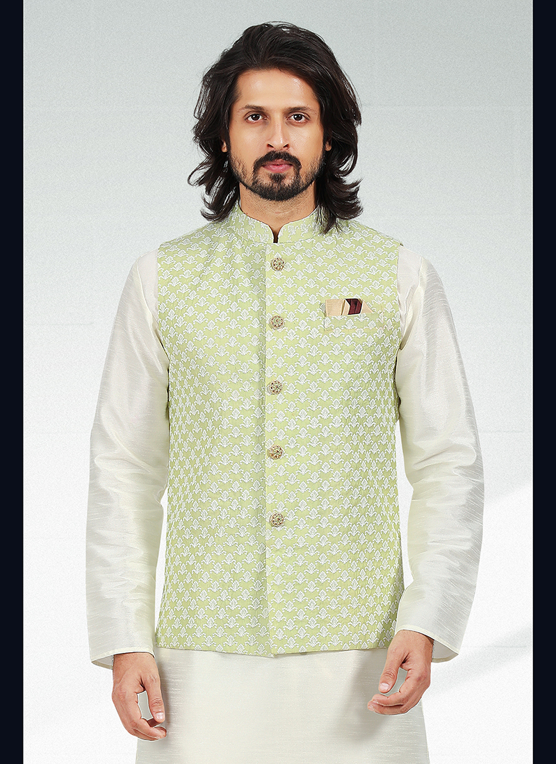 Designer Elegant Nehru Modi Jacket with Kurta Pajama Set - sethnik.com