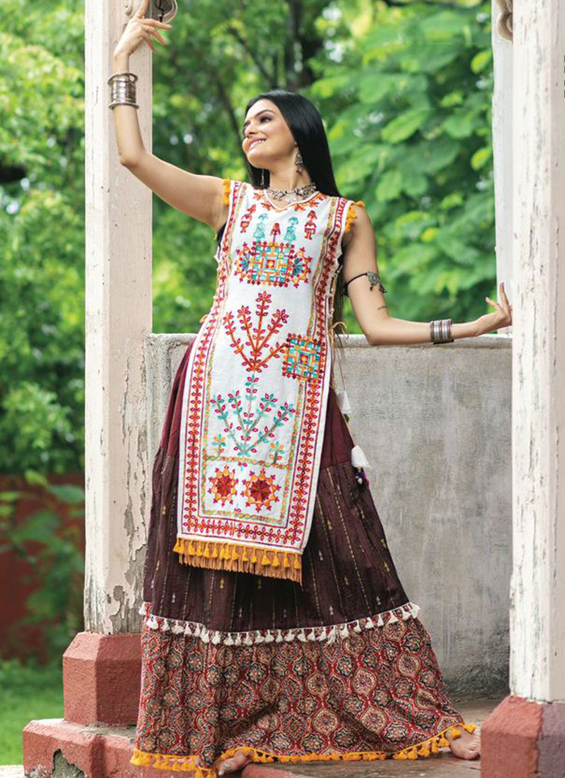 Buy Navratri Designer Real Mirror Style Georgette Kurti Pant Set for Women  and Girlsdesigner Dressesdesigner Kurti Setkurti Dupatta Set Online in  India - Etsy