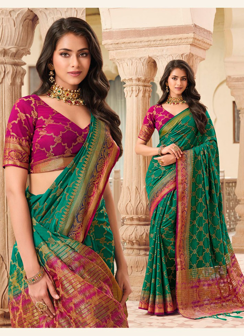 Buy Traditional Wear Pista green Weaving Work Silk Saree Online From Surat  Wholesale Shop.