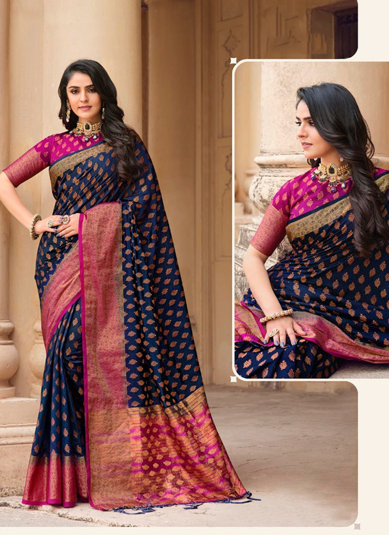 Navy blue saree store online