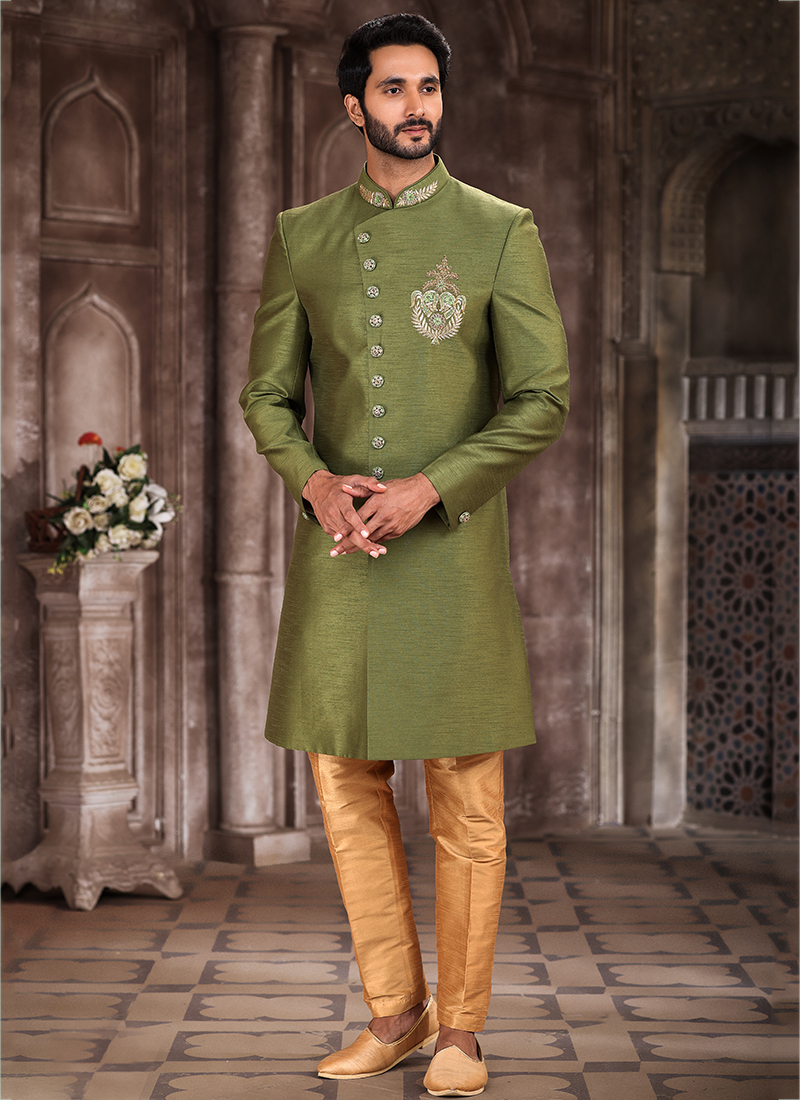 Green sherwani on sale