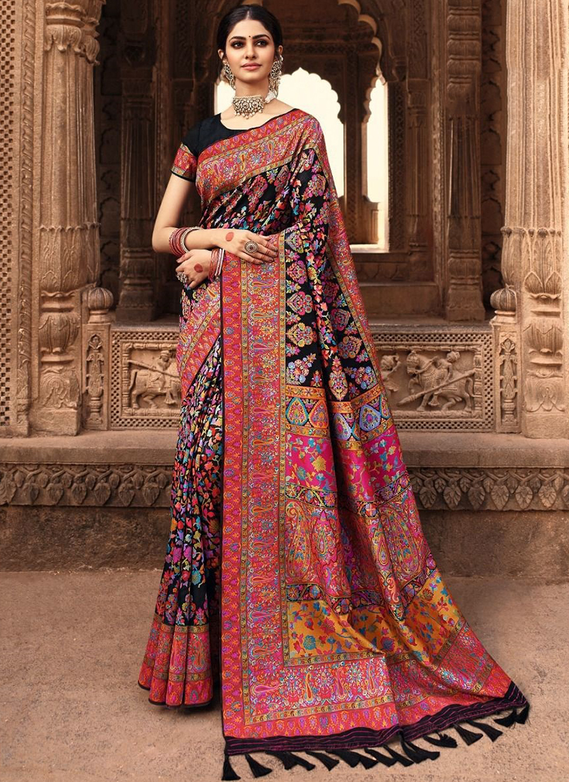 Buy Wedding Wear Black Paithani Banarasi Silk Saree Online From Surat  Wholesale Shop.