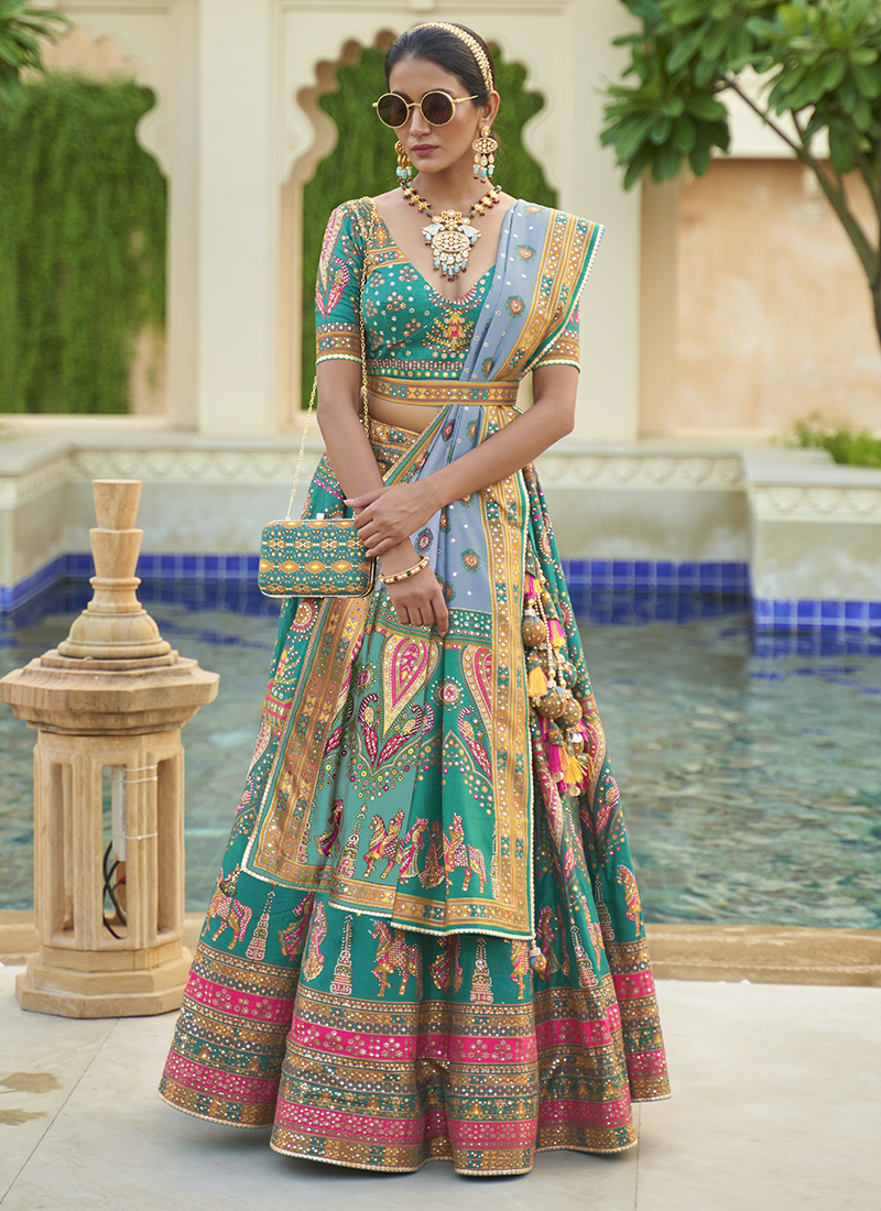 Georgette Wedding Wear Ladies Green Designer Engagement Lehenga Choli at Rs  1500 in Surat