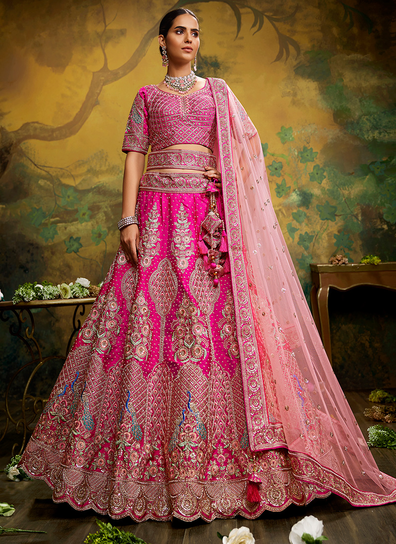 Buy Designer Bridal Lehenga - Cream Embroidered Pure Net Lehenga Choli –  Empress Clothing