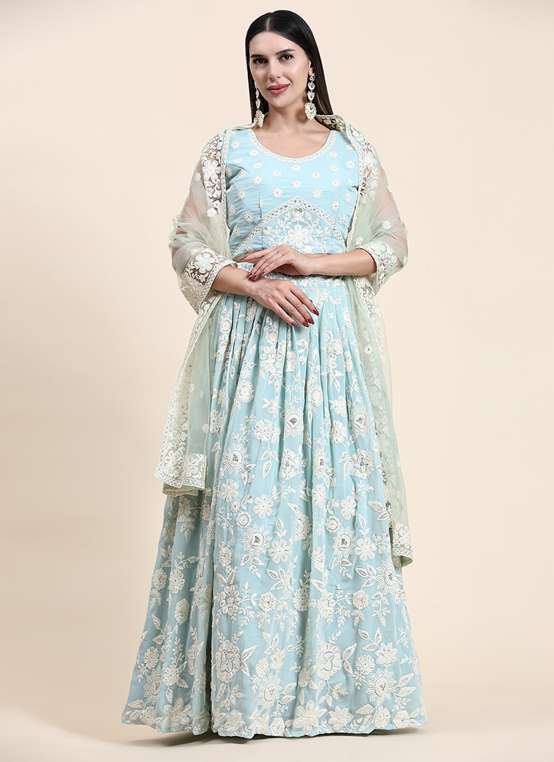 Chiffon Lucknowi Work Lehenga Choli