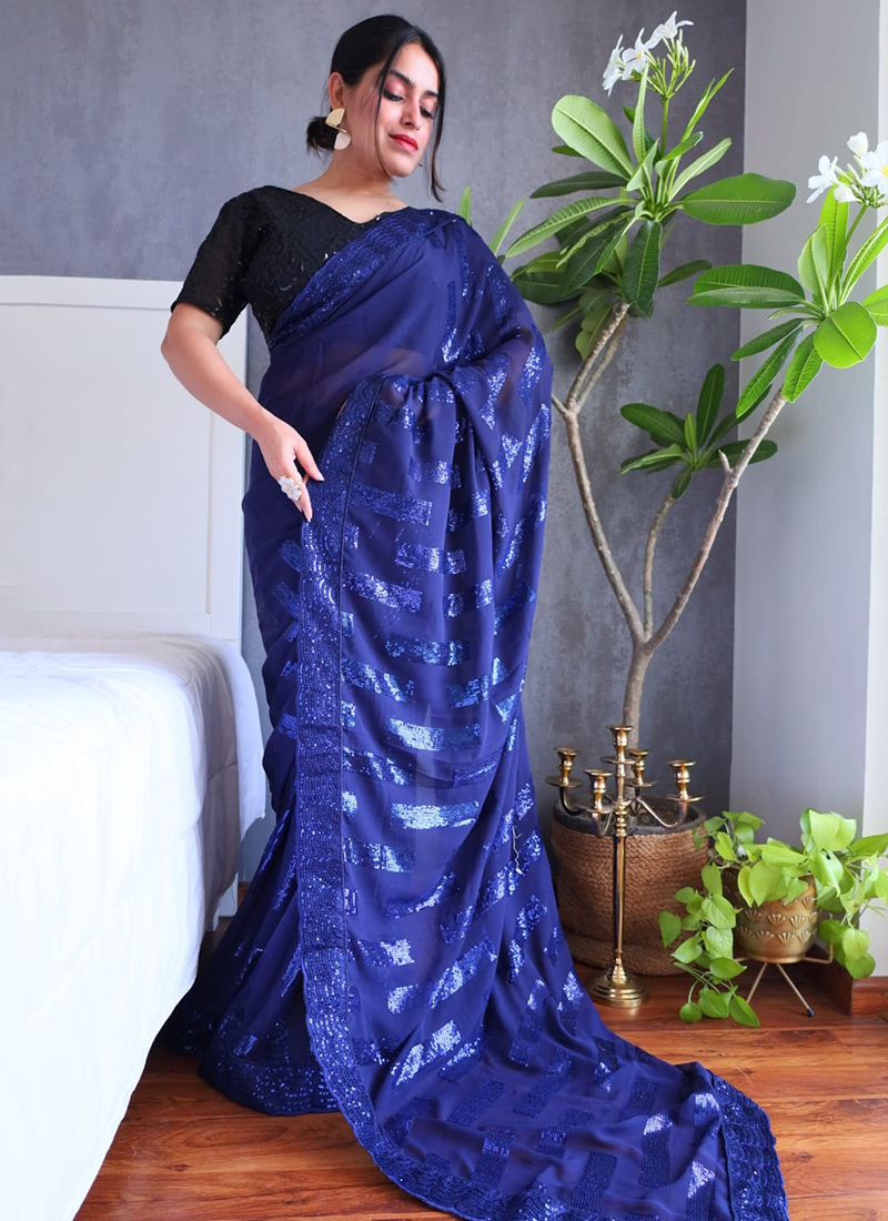 Anushka Sarkate wows in a blue sequin saree | Times of India