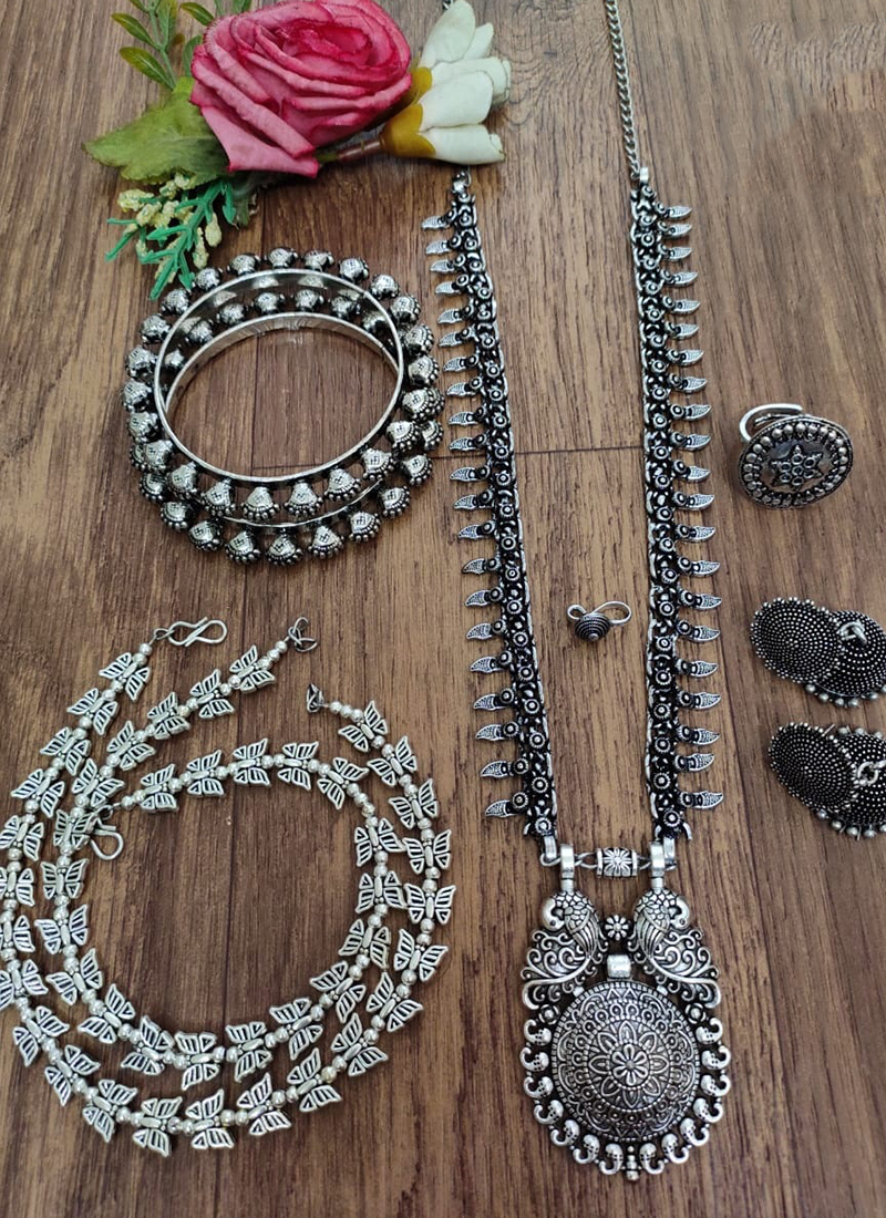 Premium Quality Oxidised Long Necklace Combo set Catalog
