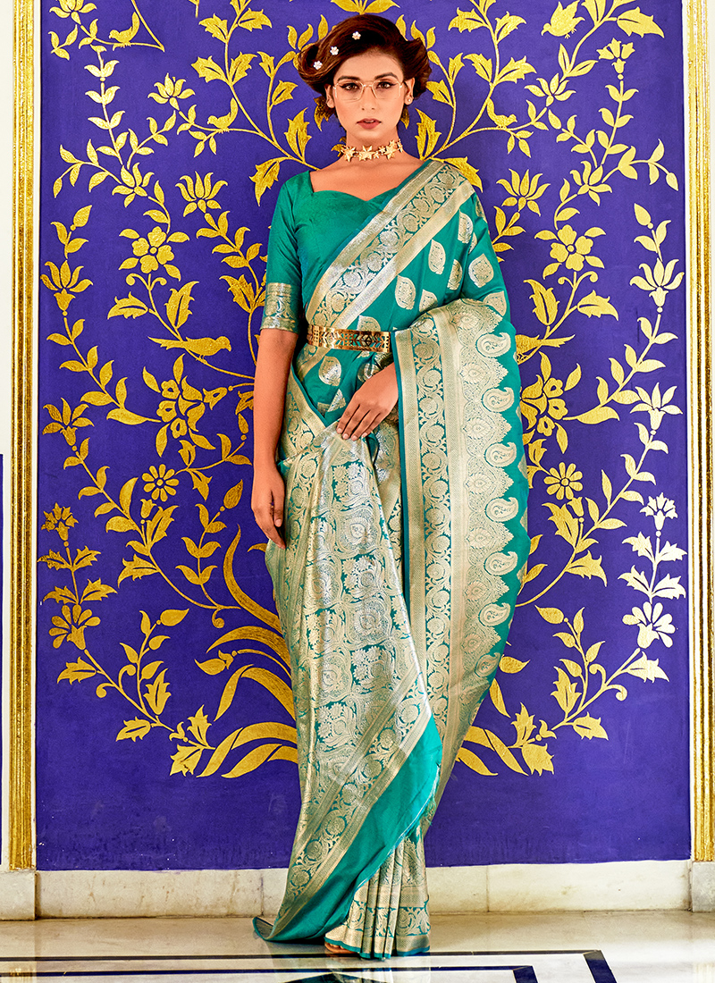 Buy Naeusa Banarasi Georgette Art Silk Saree Royal Blue Colour with Blouse  for Women Online at Best Prices in India - JioMart.