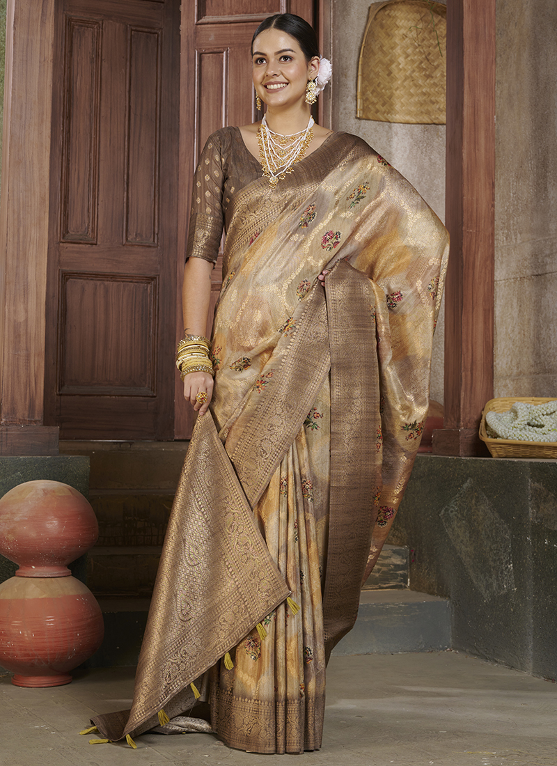 Women's Banarasi Soft Silk Saree with Blouse Piece (M_166)