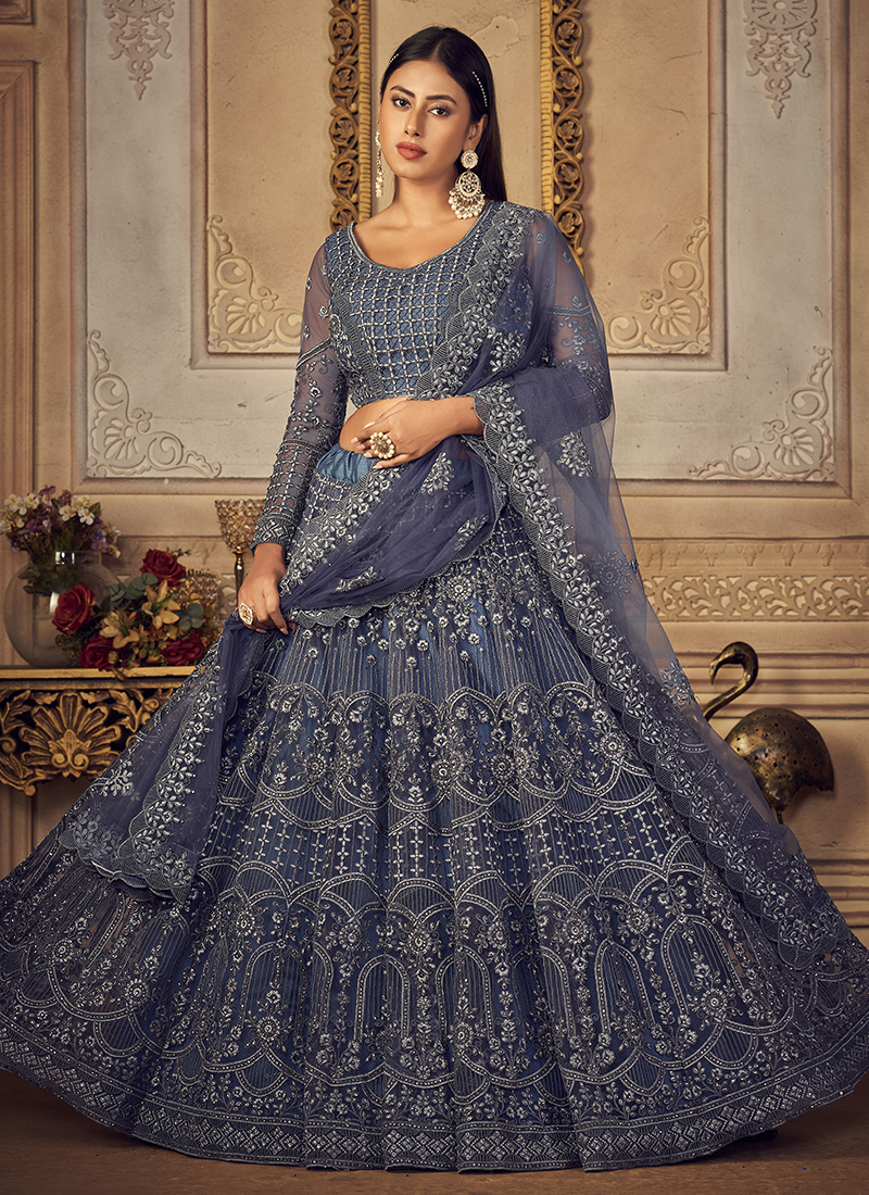 Pure Georgette Lehenga Choli With Heavy Thread Embroidery with Cut, Mirror  and Zarkan Work LD01353096