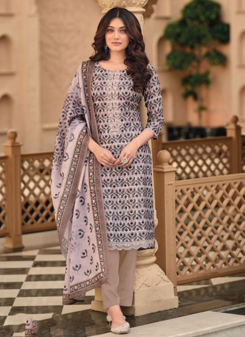 Buy Beige Jam Cotton Traditional Wear Embroidery Work Readymade Salwar Suit  Online From Wholesale Salwar.