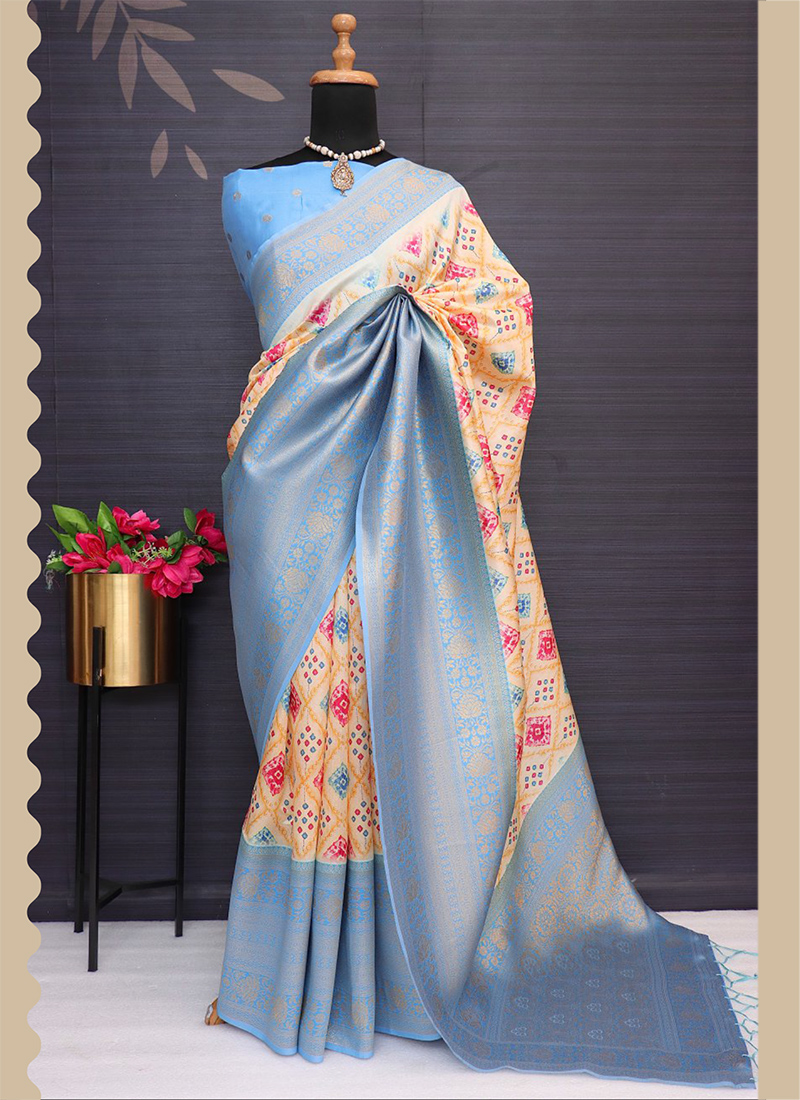 Pin by P. P. on Satin saree | Blue silk saree, How to look classy, Sky blue  saree