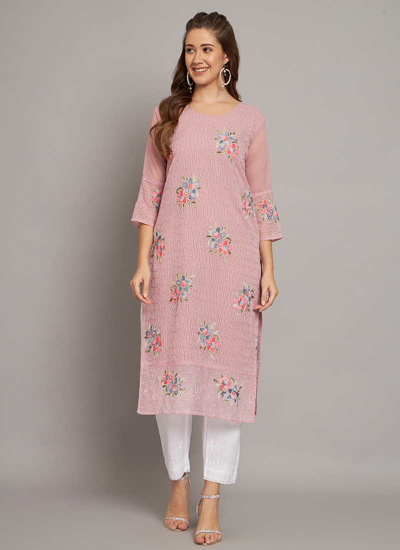 Buy online Pink Cotton Aline Kurti For Women from Kurta Kurtis for Women  by Shukailash Enterprise for 749 at 50 off  2023 Limeroadcom