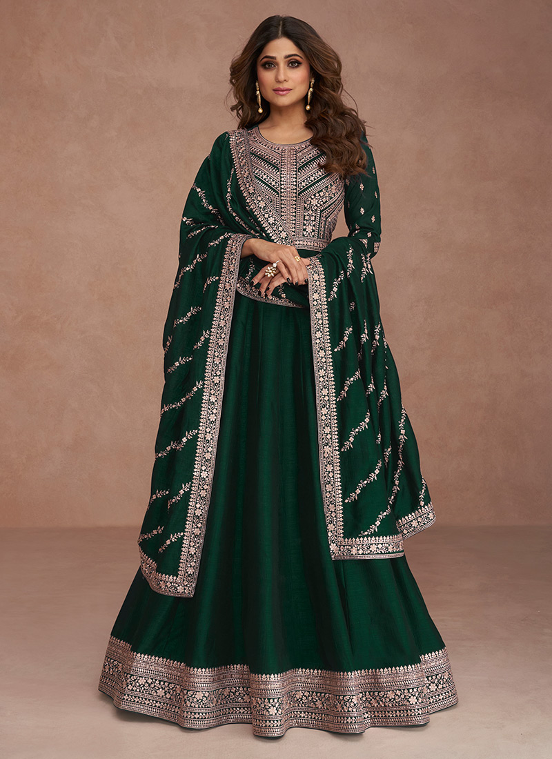 Dark Green Lehenga With Fancy Sequence Work And Glistening E