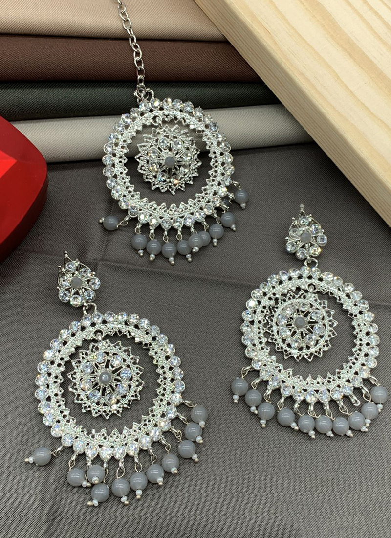Grey Jewelry: Buy Grey Color Necklaces, Earrings, Bangle Sets & More