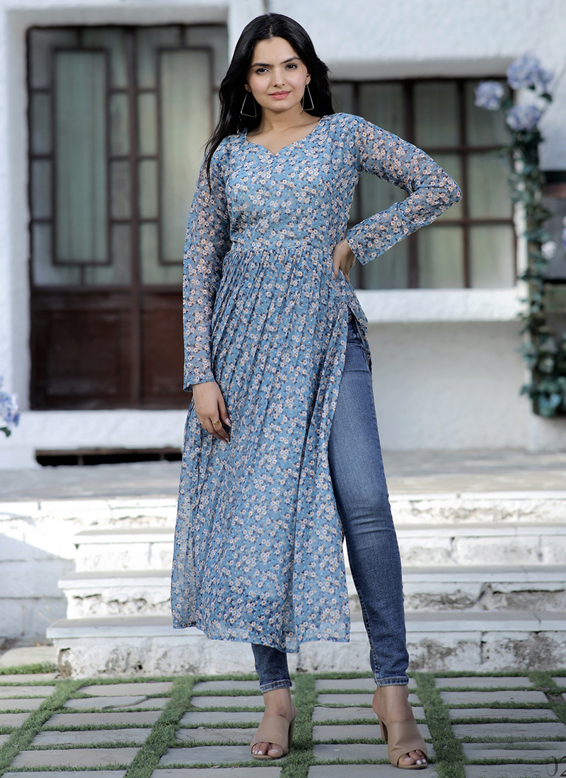 Buy Print Fancy Fabric Party Wear Kurti Online : India - Kurtis & Tunics