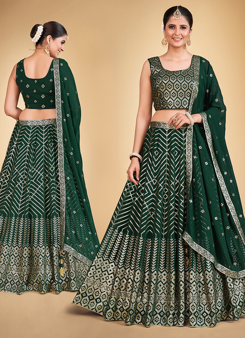 Buy Reception Wear Cream Mirror Work Net Lehenga Choli Online From Surat  Wholesale Shop.