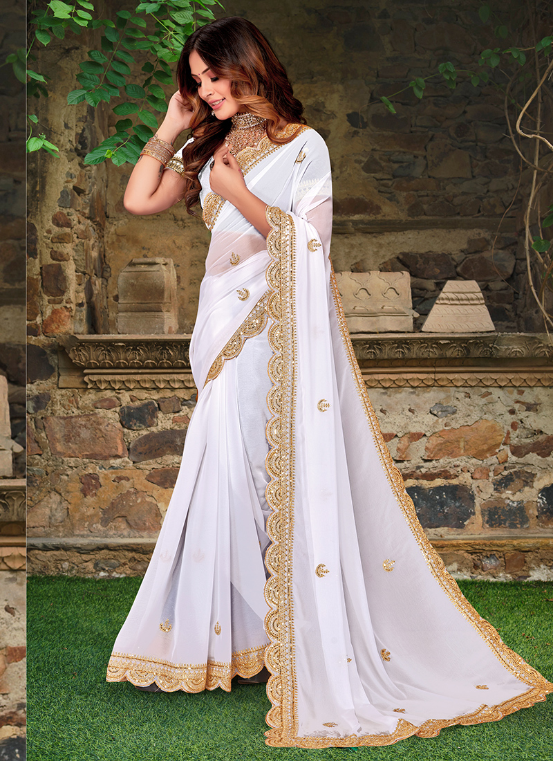 Buy White Sarees for Women by VIVERA Online | Ajio.com