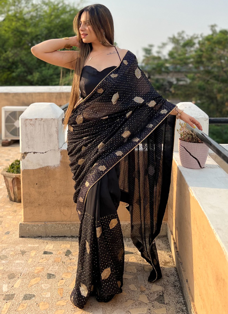 Black Embellished Sarees For Women. Shop Online at Soch