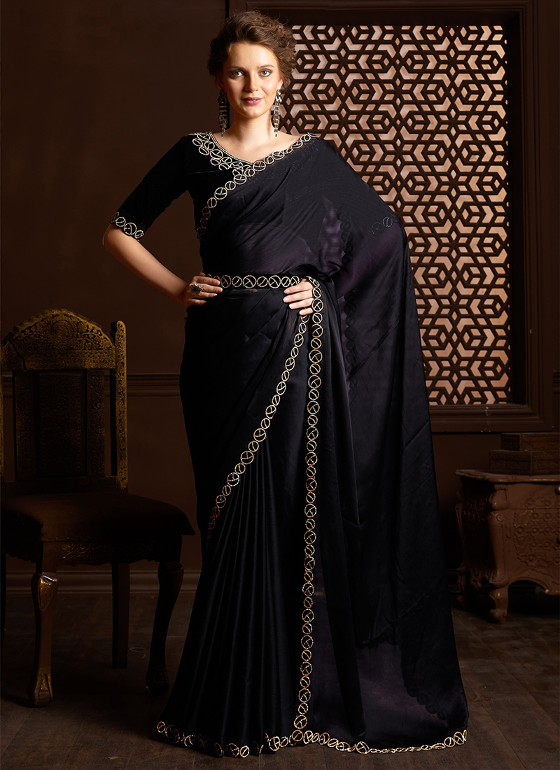 Festive, Party Wear Blue color Chiffon fabric Saree : 1907906