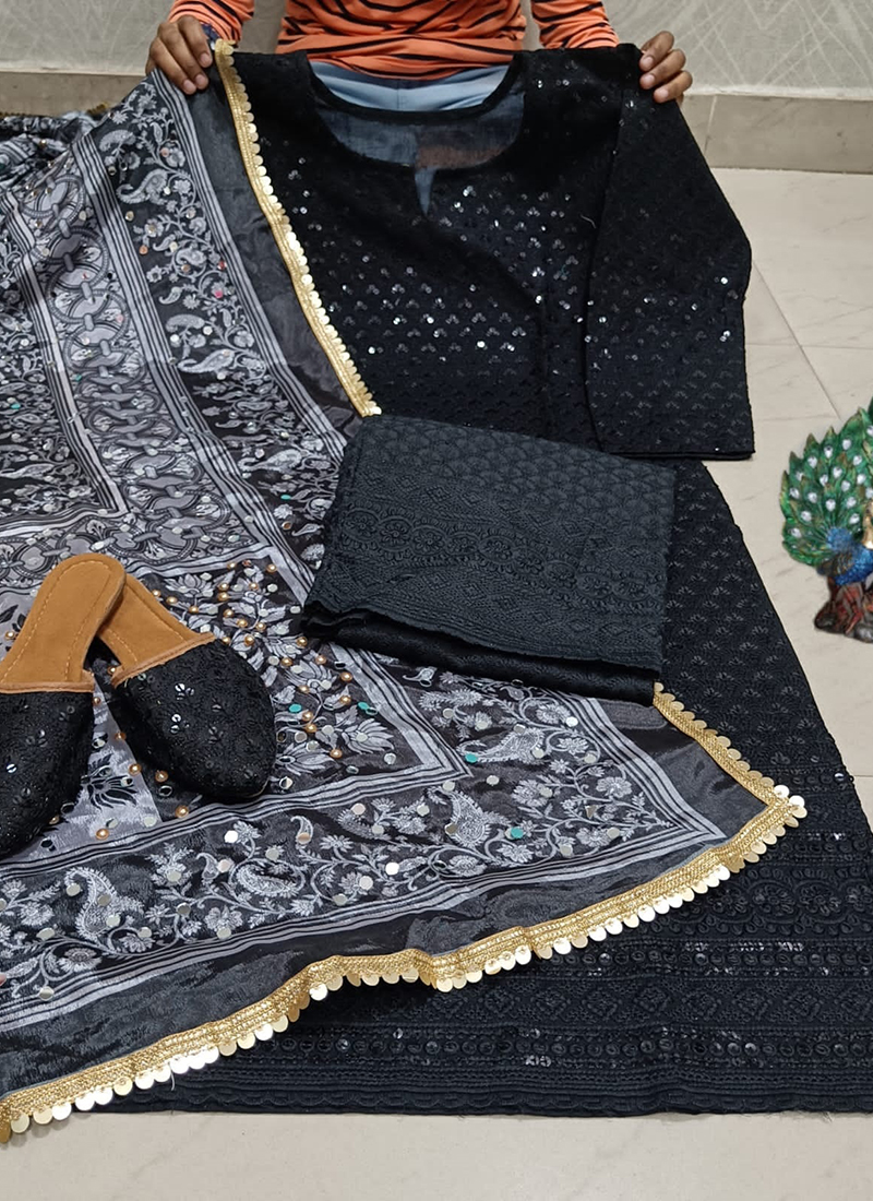 BLACK CHIKANKARI SUIT (SCKS223P04) | UNDEFINED | BONANZA SATRANGI | MODJEN  FOR THE MODERN GENERATION | Modjen - For the modern Generation